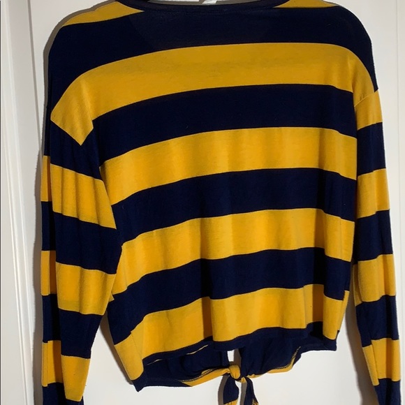Yellow/Blue rugby striped long sleeve shirt. SizeL - Picture 3 of 4